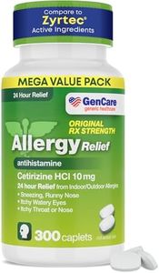GenCare - Cetirizine HCL 10 mg (300 Caplets) - 24 Hour Allergy Relief Pills - Non Drowsy Generic OTC Allergy Medication - Antihistamine Medicine for Sneezing, Runny Nose & Itchy Eyes - Generic Zyrtc
