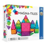 MAGNA-TILES Classic 32-Piece Magnetic Construction Set, Magnet Building Blocks, STEM Engineering Toys & Math Manipulatives, Preschool, Classroom, Playroom, Sensory Room Essentials