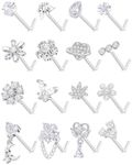 Tornito 16Pcs Nose Rings L Shaped N