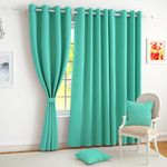 Story@Home Blackout Curtains 7 Feet Long 1 Piece Room Darkening Door Curtain Solid, Mint Green, 100% Opacity