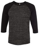 Bella + Canvas Unisex 3/4-Sleeve Baseball T-Shirt, 2XL, BLACK MRBLE/BLCK