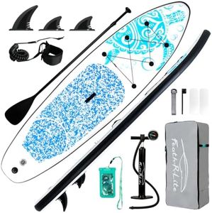 FEATH-R-LITE Inflatable Stand Up Paddle Board 10'6''x33''x6'' Ultra-Light (18.9lbs) SUP with Paddleboard Accessories,Fins,Adjustable Paddle, Pump,Backpack, Leash, Waterproof Phone Bag