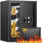 2.8 Cub Home Safe Fireproof Waterproof, Large Fireproof Safe with Fireproof Documents Bag, Digital Keypad Key and Removable Shelf, Personal Security Safe for Home Money Jewellery Documents Valuables