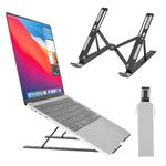 Rebongki Laptop Stand for Desk, Adjustable Laptop Stand Aluminum Ventilated Computer Stand Laptop Riser Portable Laptop Stand Ergonomic Laptop Holder for 10-15.6” Laptops Notebook Tablet Black