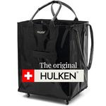 HULKEN - Large Black Shopping Trolley on Wheels Foldable & Reusable - Rolling Shopping Bag with Wheels - Wheeled Tote - 66 lb Limit, Zipper Closure, Water-Resistance, & Unbreakable Handles