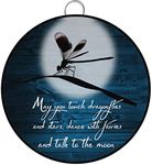 Dragonfly May You Touch Dragonflies Stars Dance with Fairies Round Tin Sign Motivational Quote Metal Tin Sign Dragonfly Lovers Gift Loved for Home Office Classroom Bathroom Hotal Decor 15x15cm