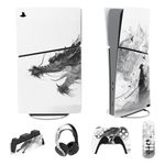 playvital Full Set Skin Sticker for ps5 Slim Console Digital Edition (The New Smaller Design), Vinyl Skin Decal Cover for ps5 Controller & Headset & Charging Station & Media Remote - Mistborn Dragon