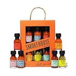 Smokehouse by Thoughtfully, Gourmet Hot Sauce Collection in Mini Bottles, Flavors Include Citrus Mango Ghost Pepper, Habanero, Chipotle Pepper, Whiskey Jalapeno, Garlic and Extreme Habanero, Pack of 6