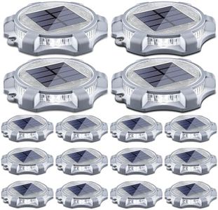 SIEDiNLAR Solar Deck Lights Outdoor 2 Modes LED Driveway Markers Dock Light Waterproof for Walkway Step Ground Stair Pathway Yard Garden Road 16 Pack (Cool White/Warm White)