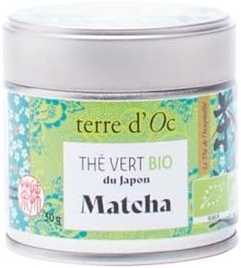 terre d'Oc - Thé Vert Matcha Bio du Japon - Pot en métal - Thé en poudre - Idée cadeau - 30g