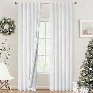 Vision Home White Full Blackout Curtains for Bedroom Living Room Darkening Window Treatment Panels Thermal Insulated Rod Pocket Back Tab Modern Soundproof Pure White Drapes 2 Panels 50" Wx108 L