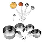 Measuring Cups Sets and Measuring Spoons Sets,8 Pieces Stainless Steel Measure Spoon and Cup for Baking, Cooking (Eight - 8 Pcs)