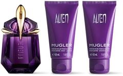 Mugler Alien - Eau de Parfum - Women's Fragrance Set - Floral & Woody - With Jasmine, Wood, and Amber - Long Lasting Perfume - Perfume, 1 Fl Oz, 1.6 Fl Oz Body Lotion, 1.6 Fl Oz Shower Gel