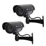 DODUOS 2PCS Dummy Camera, Fake Dummy Imitation CCTV Security Camera with Red Flashing LED Light, Wireless Wall Mount Fake Camera Dummy CCTV Camera Outdoor Indoor for Home & Business