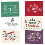 KUUQA 30Pcs Merry Christmas Greeting Cards with Envelopes and Snow Stickers, 6 Christmas Designs