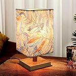 MUCHER Bedside Table Lamp Nightstand Bedroom Lamp with White Fabric Shade Small Bedside Lamp for Bedroom Living Room Office LED Bulbs Included (Transitional)