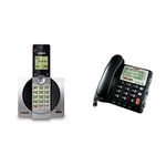 VTech DECT 6.0 Single Handset Cordless Phone with CID + VTech CD1281 Corded Big Button Telephone with Speakerphone