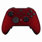 eXtremeRate Scarlet Red Soft Touch Grip Faceplate Cover, Front Housing Shell Case Replacement Kit for Xbox One Elite Series 2 Controller Model 1797 - Thumbstick Accent Rings Included