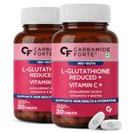 Carbamide Forte Japanese Reduced L Glutathione 500mg Tablets For Skin Health | L Glutathione with Hyaluronic Acid, Vitamin E, Lycopene & Biotin– 30 Veg Tablets (Pack of 2)