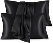 Bedsure King Size Satin Pillowcase Set of 4 - Black Pillow Covers for Hair and Skin 20x36 Inches with Envelope Closure, Similar to Silk Pillow Cases, Gifts for Women Men
