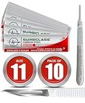 Surgical Scalpel Surgical Blades # 11 Carbon Steel Sterile Pack of 10 and Handle No 3 Perfect for Wood Art, Surgical, Sculpting, Repairs, Lab Anatomy, Sign, Card Making Lab Training SURGIRD11-10