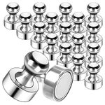 GOOZADA 20Pack Magnets for Whiteboard Strong Fridge Magnets Silver Push Pin Refrigerator Locker Magnets for School and Home