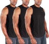 DEVOPS 3 Pack Men's Muscle Shirts Sleeveless Dri Fit Gym Workout Tank Top, Black/Black/Black, Large