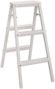 BIRDROCK HOME 3 Step Compact Steel Step Ladder - Sturdy Thin Folding Stool - Anti-Slip Steps - Great for Your Kitchen, Pantry, Closets, or Home Office - Indoor Stool - Silver (3 Step)