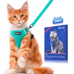 Halypet Cat Harness and Leash Set [ MAX Safety Third Generation ] Escape Proof Soft Adjustable Cat Leash Breathable Comfortable Vest Easy to Wear Kitten Harness for Outdoor Walking