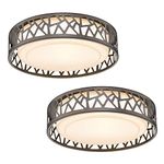 Flush Mount Light 2 Pack, VICNIE 12 inch 15W LED Bedroom Light Fixtures Ceiling, 3000K Warm White, Oil Rubbed Bronze Fihished, ETL Listed (Metal Body and Acrylic Shade)