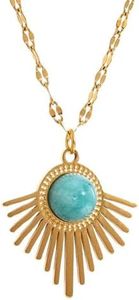 CERES PARIS Exquisite Geometric Metal Stainless Steel Stone Pendant Collar Summer Bohemian Fashion Necklace Jewelry 2024, Gold Plated, No Gemstone