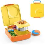 OmieBox Bento Box for Kids - Insulated Bento Lunch Box with Leak Proof Thermos Food Jar - 3 Compartments, Two Temperature Zones - (Sunshine) (Single) (Packaging May Vary)