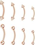 BLISI 8PCS 16G G23 Titanium Curved Barbell Vertical Labret Lip Jewelry Rook Piercing Eyebrow Piercing Jewelry 6mm/8mm/10mm/12mm Curved Surface Piercing Body Piercing Jewelry Lot