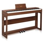 Glarry Digital Piano 88 Weighted Keys with Piano Headphones, Full Weighted Hammer Heavy Action Electric Keyboard Piano for Beginners, Piano Keyboard with 3-Pedal Unit, Double Bluetooth (Black Walnut)