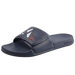 Knixmax Men Sliders Shower Gym Beach & Pool Shoes Open Toe Slide Sandals Summer Slippers Hook & Loop B Navy 10/11UK - 44/45EU