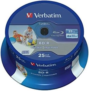 Verbatim 43811 25GB 6X BD-R SL Datalife Inkjet Printable - 25 Pack Spindle