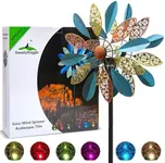 SteadyDoggie 75 Inch Wind Spinners Arabesque - Solar-Powered with Multi-Color LED Glass Ball - Metal Kinetic Wind Spinner for Dual Wind Direction - Easy to Assemble Outdoor Yard Decorations