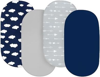 Baby Bassinet Sheets 4 Pack Compatible with 4moms MamaRoo Sleep, Regalo Baby Basics Bassinet and Chicco Close to You 3-in-1 Bedside, Ultra Soft & Skin-Friendly, Washer & Dryer