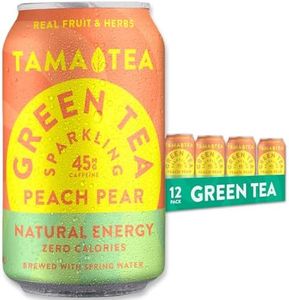 Unsweetened Sparkling Green Tea by Tama Tea - Organic Peach Pear Iced Green Tea, Zero Calories & Zero Carbs | 45mg Caffeine, No Artificial Ingredients, 12 oz (12-Pack)