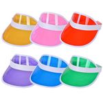 Uwiyo 6 Pcs Unisex Retro 80s Neon Sun Visor Hat, Neon Sunvisors Headband Cap for Men Women for Golf Tennis Poker Party