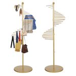 Spiral Scarf Holder, Hijab Organizer, Belt Pants Blankets Hanger for Clothing Store, 30 Rods Commercial Home Display Rack, Space Saving Shelves, Gold, Large Size 67"x17"