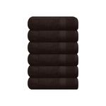 GLAMBURG Ultra Soft 6-Piece Hand Towel Set 16x28-100% Ringspun Cotton - Durable & Highly Absorbent Hand Towels - Ideal for use in Bathroom, Kitchen, Gym, Spa & General Cleaning - Chocolate Brown