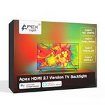 APEX LIGHT HDMI 2.1 Version TV Backlight, HDMI 2.1 Sync Box, Supports 8K@60Hz, 4K@120Hz, VRR and ALLM, Works with Google Assistant and Alexa, RGBIC LED Light Strip for 32-90 inch TVs, 60 LEDs/m