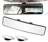Kitbest Rear View Mirror, Universal Interior Clip On Panoramic Rearview Mirror to Reduce Blind Spot Effectively – Wide Angle – Convex – For Cars, SUV, Trucks (Bonus 2 PCS Blind Spot Mirrors), KB2033