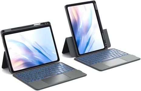 CHESONA Tastiera iPad Air 11 2024, Backstand Rugged Tastiera iPad Pro 11 (4/3/2/1) con Touchpad, Tastiera iPad Air 5/4 10.9”, Supporto Regolabile 15°-180°, 7 Colori di Retroilluminazione, Grigio