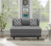 Cloudyfeel Leg Sofa Cum Bed Sofa | 2 Seater | Sofa Bed 4X6 Feet, Foldable Sofa Bed with Cushion for Living Room - Jute Fabric - Grey