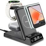 SwanScout Wireless Charger for Samsung Z Flip 6/Watch 7/Ultra, SwanScout 703F, 3 in 1 Portable Charging Station for Galaxy Flip6/5/4/3/2, Galaxy Watch 7/Ultra/6/5/4/3, Galaxy Buds 3/3 Pro (No Adapter)