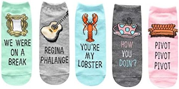 Hyp Friends TV Show Famous Quotes/Moments Juniors/Womens 5 Pack Ankle Socks