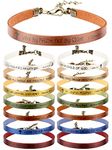 15 Pcs Christian Bracelets for Women Men Inspirational Leather Bible Verse Bracelets God Faith Scripture Friendship Bracelets, Religious, Faux Leather, faux leather