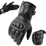 Islero Professional Leather Motorbike Motorcycle Gloves Windproof Waterproof Carbon Fiber GEL Knuckle (Medium)